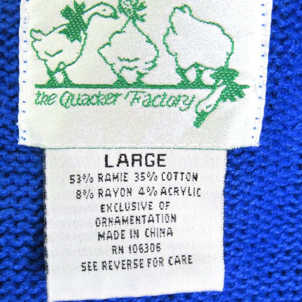Quacker Factory Blue Angel Christmas Cardigan Sweater Women's Large Embellished - Picture 2 of 7